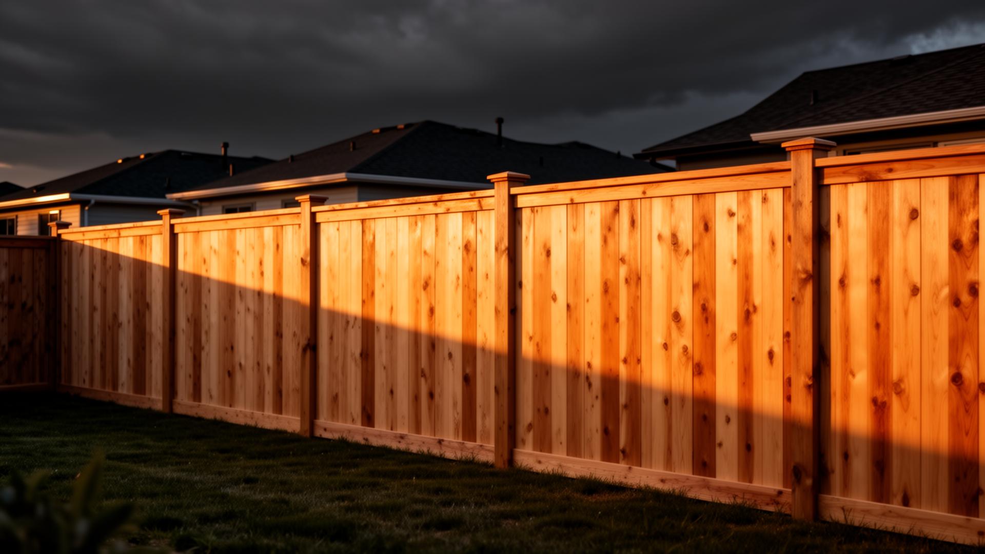 Premium cedar fence at golden hour