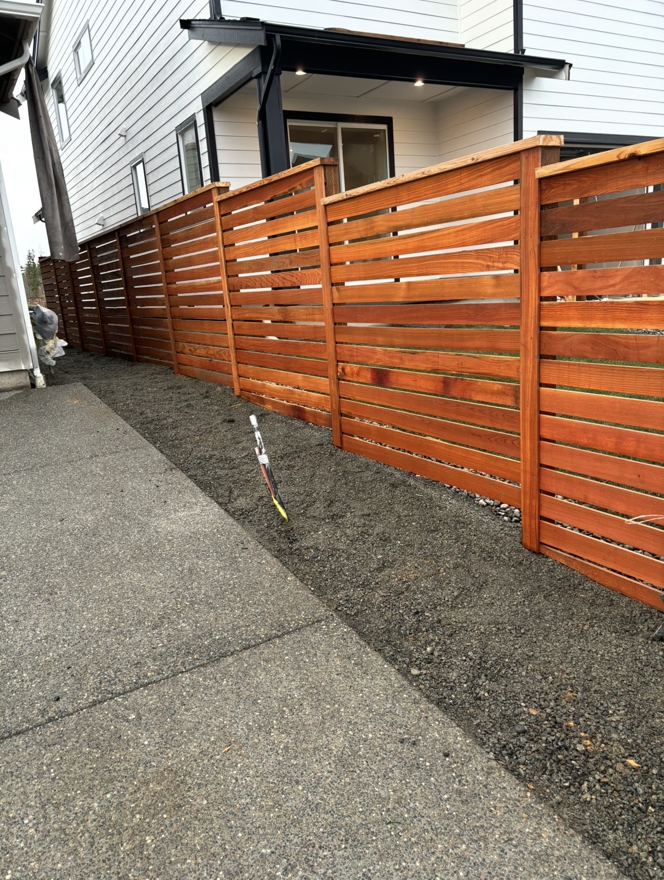 Rich Redwood Horizontal Fence